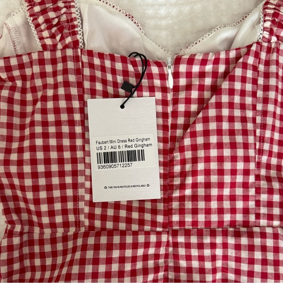 Princess Polly FAUBERT MINI DRESS RED GINGHAM Size 2 NWT - Picture 7 of 7